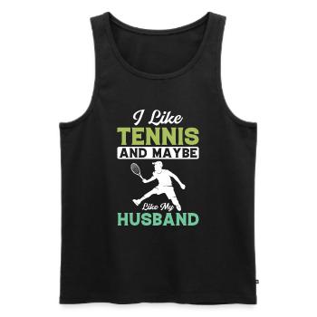 J’aime le tennis et peut-être mon mari - Débardeur bio Premium Homme - noir - Devant - Michal (187cm)