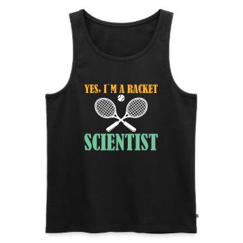 Oui je suis un scientifique de raquette - Tennis - Débardeur bio Premium Homme - noir - Devant - AI Model Male 178 light (178cm)