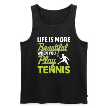 La vie est meilleure quand vous jouez au tennis - Débardeur bio Premium Homme - noir - Devant - AI Model Male 178 light (178cm)