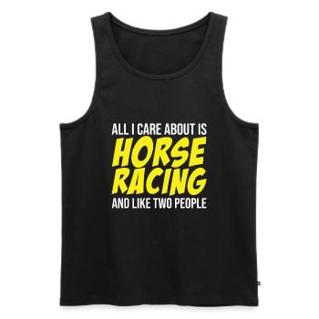 Ce qui m’intéresse, ce sont les courses hippiques - chevaux - Débardeur bio Premium Homme - noir - Devant - AI Model Male 178 light (178cm)