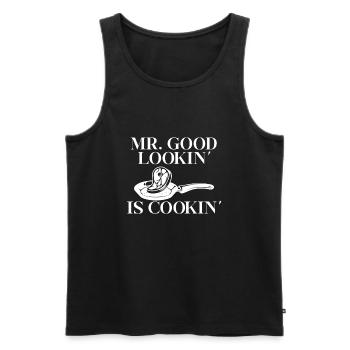 Mr. Good Lookin' Is Cookin' - Cuisine - Débardeur bio Premium Homme - noir - Devant - Michal (187cm)