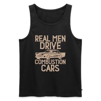 Real men drive combustion cars - Men's Premium Organic Tank Top - black - Front - Michal (187cm)