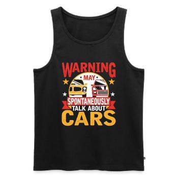 Warning can spontaneously talk about cars - Men's Premium Organic Tank Top - black - Front - Michal (187cm)