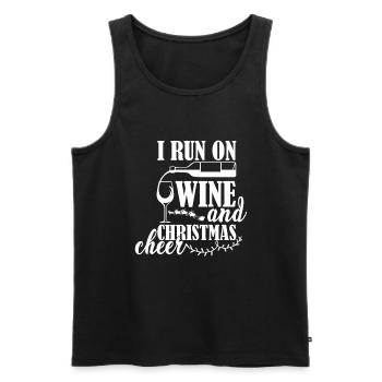 J’aime le vin et l’ de Noël - Noël - Débardeur bio Premium Homme - noir - Devant - Michal (187cm)