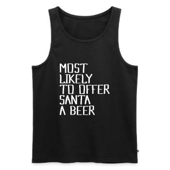 Offering Santa Claus a beer - Men's Premium Organic Tank Top - black - Front - AI Model Male 178 light (178cm)