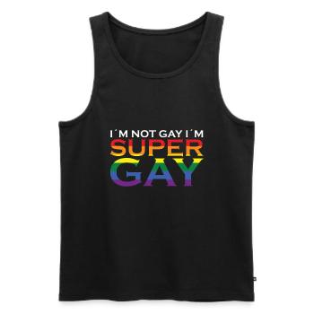 Je ne suis pas gay Je suis super gay - Débardeur bio Premium Homme - noir - Devant - AI Model Male 178 light (178cm)