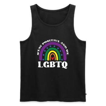 Positiv Bleiben Und LGBTQ Sein - Männer Premium Bio Tank Top - Schwarz - Vorne - Michal (187cm)