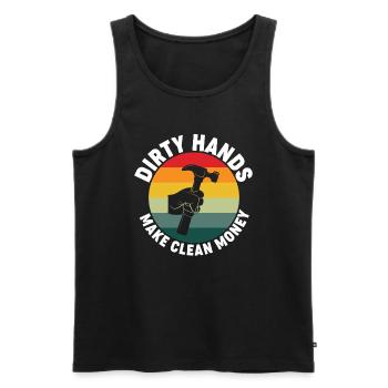 Schmutzige Hände Machen Sauberes Geld - Mechaniker - Männer Premium Bio Tank Top - Schwarz - Vorne - Michal (187cm)