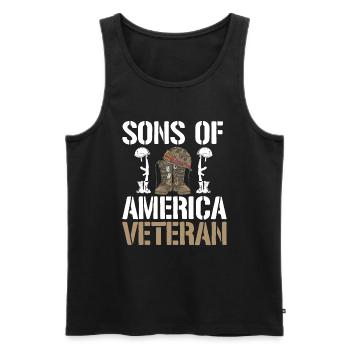 Söhne Amerikas Veteran - Männer Premium Bio Tank Top - Schwarz - Vorne - Michal (187cm)
