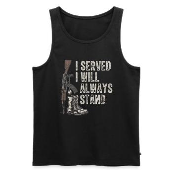 Ich Habe Gedient Ich Werde Immer Stehen - Veteran - Männer Premium Bio Tank Top - Schwarz - Vorne - Michal (187cm)
