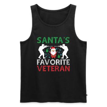 Santa's favorite veteran - Men's Premium Organic Tank Top - black - Front - Michal (187cm)