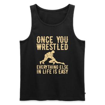 Once you've wrestled - wrestling - Men's Premium Organic Tank Top - black - Front - AI Model Male 178 light (178cm)
