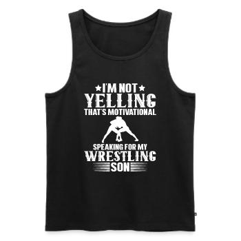 I'm not shouting, this is a motivational speech - Men's Premium Organic Tank Top - black - Front - AI Model Male 178 light (178cm)