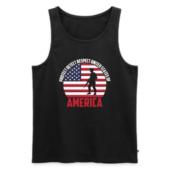 Protect Respect United States of America - Men's Premium Organic Tank Top - black - Front - AI Model Male 178 light (178cm)