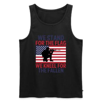 We stand for the flag We kneel for the fallen - Men's Premium Organic Tank Top - black - Front - AI Model Male 178 light (178cm)