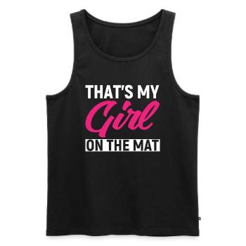 This is my girl on the mat - Men's Premium Organic Tank Top - black - Front - AI Model Male 178 light (178cm)