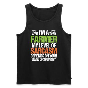 I'm a farmer, my sarcasm depends on - Men's Premium Organic Tank Top - black - Front - AI Model Male 178 light (178cm)