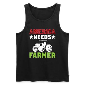 America needs the farmer - Men's Premium Organic Tank Top - black - Front - AI Model Male 178 light (178cm)