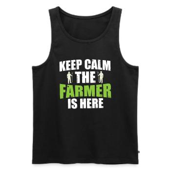 Keep calm The farmer is here - Men's Premium Organic Tank Top - black - Front - Michal (187cm)