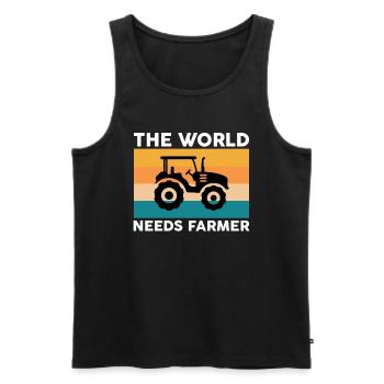 The world needs the farmer - Men's Premium Organic Tank Top - black - Front - Michal (187cm)