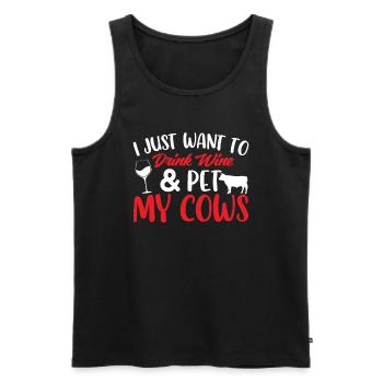 I just want to drink wine and pet my cows - Men's Premium Organic Tank Top - black - Front - AI Model Male 178 light (178cm)