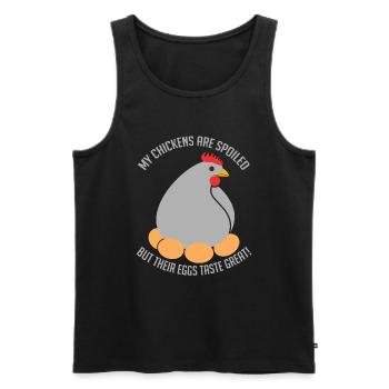 Mes poules sont gâtées mais les œufs ont bon goût - Débardeur bio Premium Homme - noir - Devant - Michal (187cm)