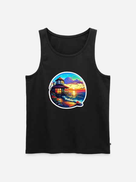 Pavillon am Meer - Männer Premium Bio Tank Top - Schwarz