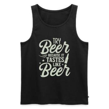 Probieren Sie Bier Denn Es Schmeckt Wie Bier - Männer Premium Bio Tank Top - Schwarz - Vorne - Michal (187cm)