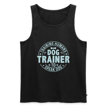 Un dresseur de chiens forme les gens autour des chiens - Débardeur bio Premium Homme - noir - Devant - Michal (187cm)