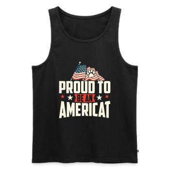 Fier d’être un chat américain - Débardeur bio Premium Homme - noir - Devant - Michal (187cm)