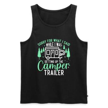 Désolé ce que j’ai fait lors de la mise en place des camping-cars - Débardeur bio Premium Homme - noir - Devant - Michal (187cm)
