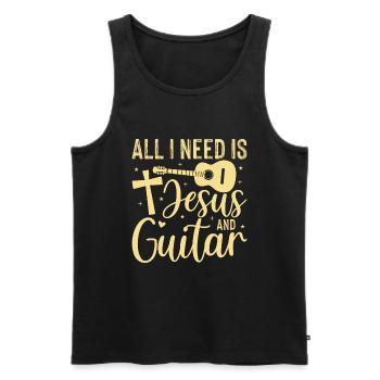 All I need is Jesus and a guitar - Men's Premium Organic Tank Top - black - Front - Michal (187cm)