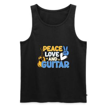 Paix, Amour et Guitare - Débardeur bio Premium Homme - noir - Devant - Michal (187cm)