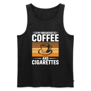 My breakfast: coffee and cigarettes - Men's Premium Organic Tank Top - black - Front - Michal (187cm)