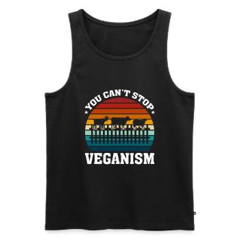 Veganismus Kann Man Nicht Aufhalten - Männer Premium Bio Tank Top - Schwarz - Vorne - Michal (187cm)