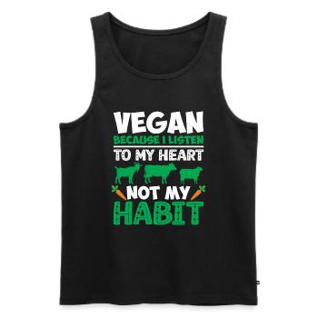 Vegan because I listen to my heart - Men's Premium Organic Tank Top - black - Front - Michal (187cm)
