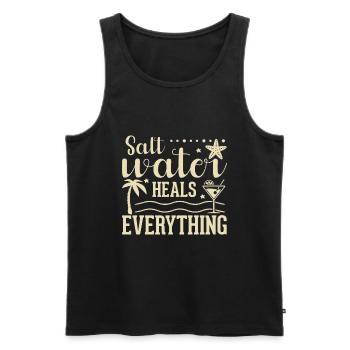 Salt water heals everything - Men's Premium Organic Tank Top - black - Front - AI Model Male 178 light (178cm)