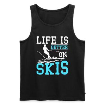 Life is better on water skis - Men's Premium Organic Tank Top - black - Front - AI Model Male 178 light (178cm)