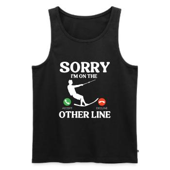 Entschuldigung Ich Bin Auf Der Anderen Leitung - Männer Premium Bio Tank Top - Schwarz - Vorne - Michal (187cm)
