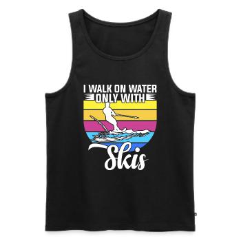 I walk on the water only with skis - Men's Premium Organic Tank Top - black - Front - AI Model Male 178 light (178cm)