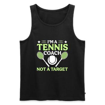 Je suis un entraîneur de tennis et non une cible - Débardeur bio Premium Homme - noir - Devant - AI Model Male 178 light (178cm)