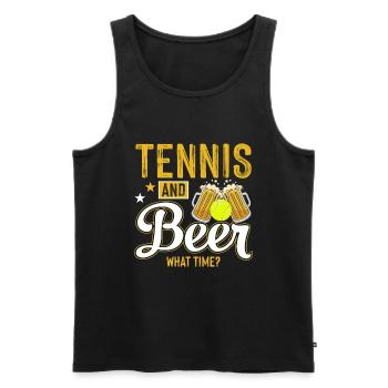 Tennis Und Bier. Wie Spät Ist Es? - Männer Premium Bio Tank Top - Schwarz - Vorne - Michal (187cm)