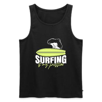 Le surf est ma passion - Débardeur bio Premium Homme - noir - Devant - AI Model Male 178 light (178cm)