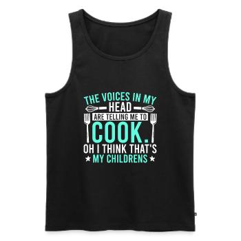The voices in my head tell me - Cooking - Men's Premium Organic Tank Top - black - Front - AI Model Male 178 light (178cm)