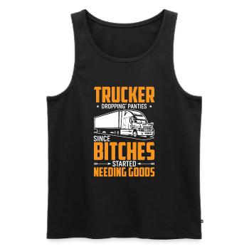 Trucker dépose sa culotte - Trucker - Débardeur bio Premium Homme - noir - Devant - Michal (187cm)