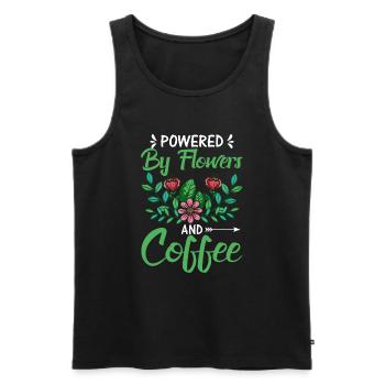 Powered by Blumen Und Kaffee - Männer Premium Bio Tank Top - Schwarz - Vorne - Michal (187cm)