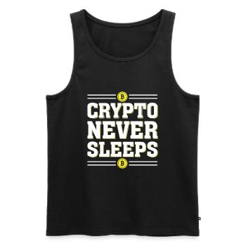 La crypto ne dort jamais - Débardeur bio Premium Homme - noir - Devant - Michal (187cm)