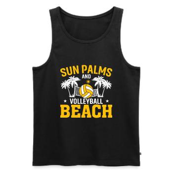 Sun, palm trees and volleyball beach - Men's Premium Organic Tank Top - black - Front - Michal (187cm)