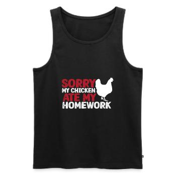 Mon poulet a mangé mes devoirs - Débardeur bio Premium Homme - noir - Devant - Michal (187cm)