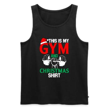 C’est ma salle de sport et mon Noël - Débardeur bio Premium Homme - noir - Devant - Michal (187cm)